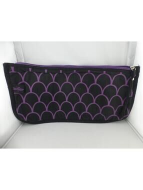 Breathless Resorts & Spas Black Purple Mermaid Scale Zipper Pouch Bag Travel H4
